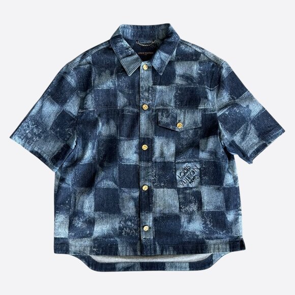 Louis Vuitton Blue Damier Salt Button Up Shirt - Picture 1 of 8